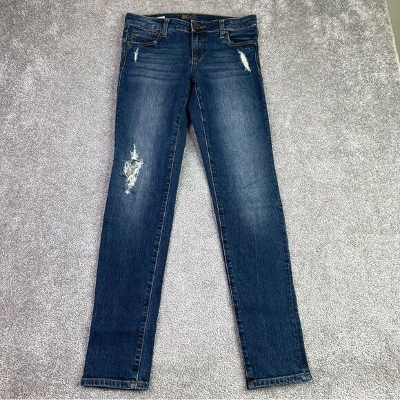 Kut From The Kloth Diana Jeans Women’s 2 Blue Skinny Low Rise Distressed Denim - Picture 1 of 11